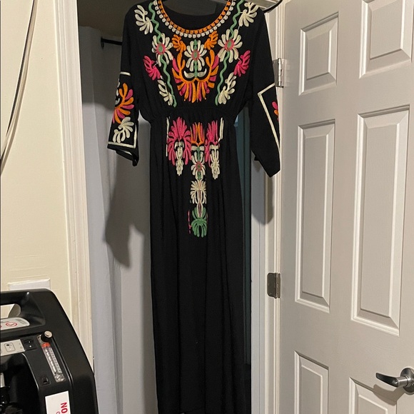 Source Unknown Dresses & Skirts - Source Unknown Black Dress with Colorful Embroidery
